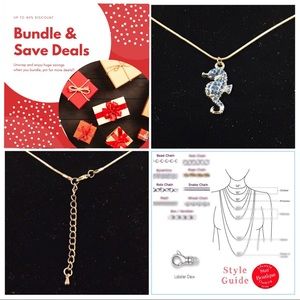 Blue the mermaid’s seahorse pendant & necklace